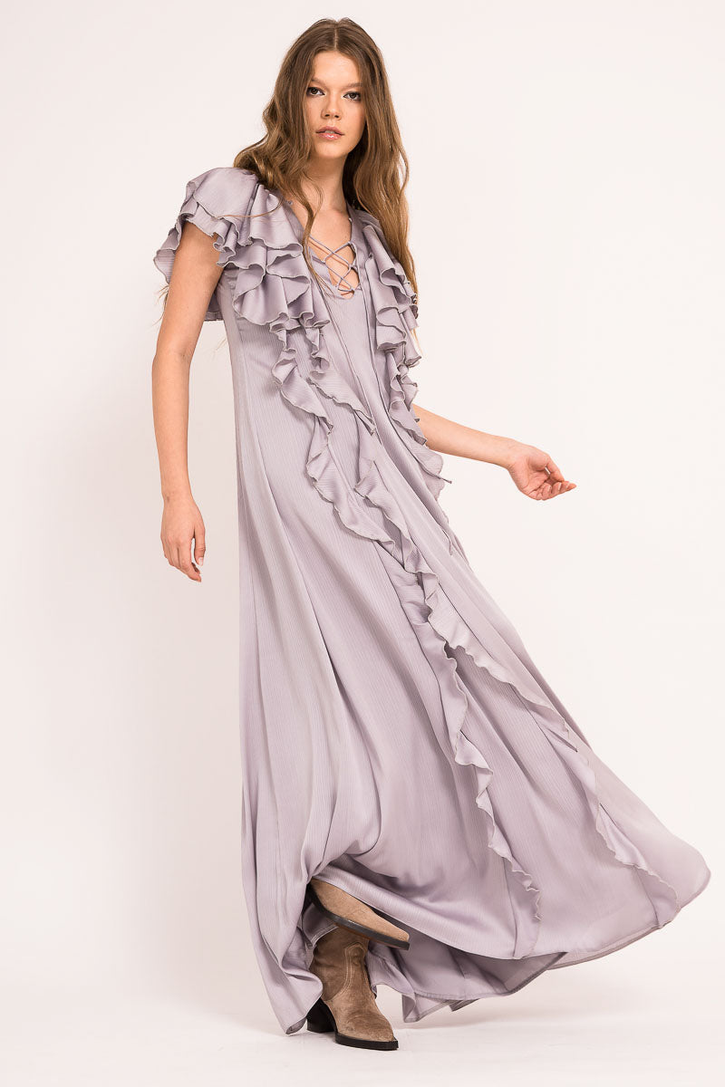 Rochie maxi cu volane