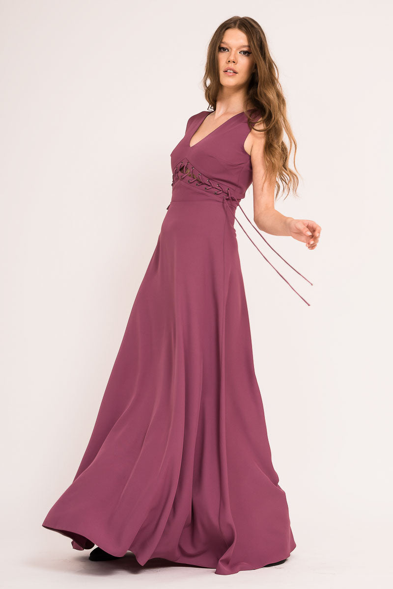 Rochie maxi cu ocheti si snur