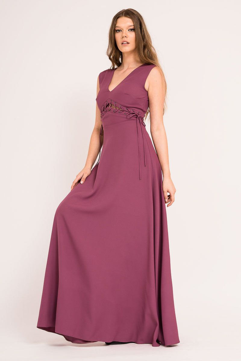 Rochie maxi cu ocheti si snur