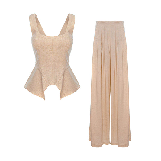 Set corset din in si pantaloni largi