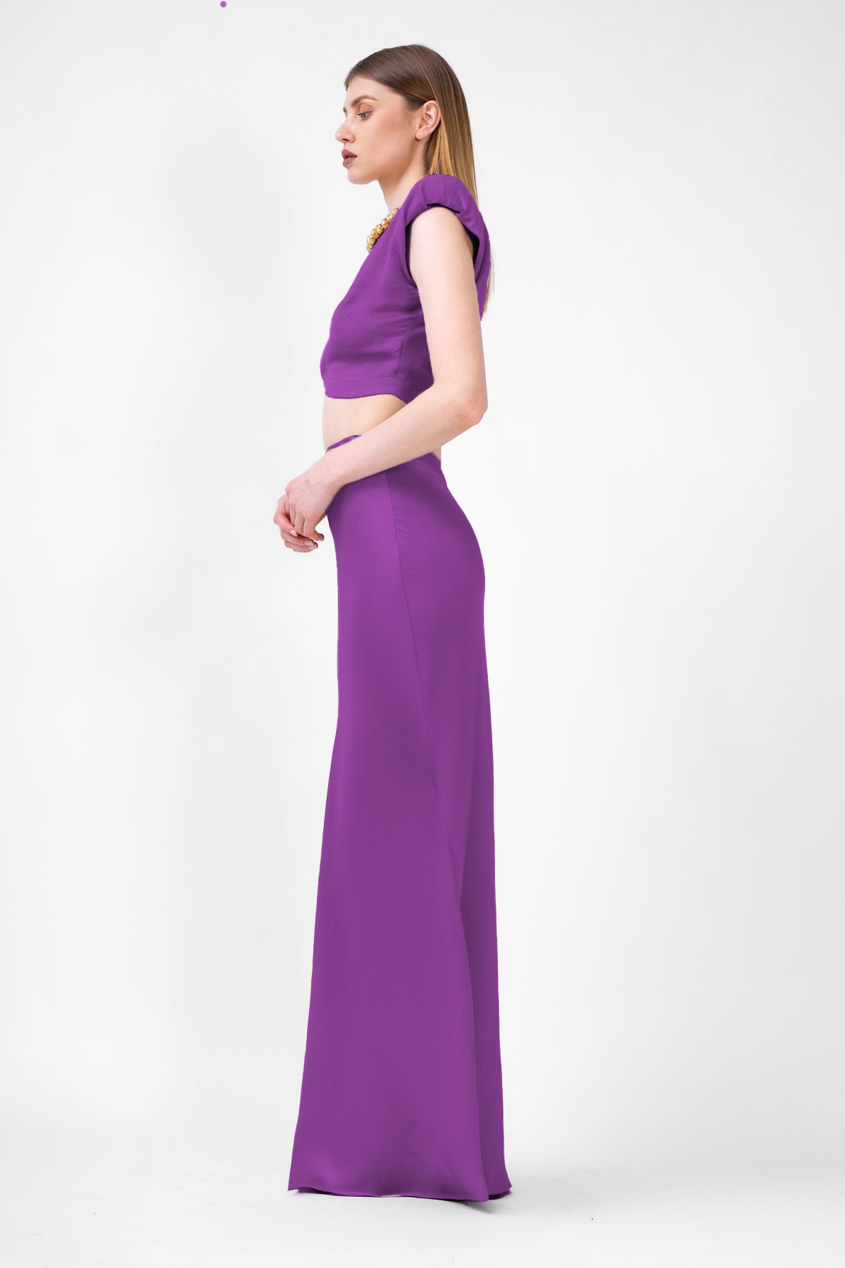 Set mov cu top si fusta maxi