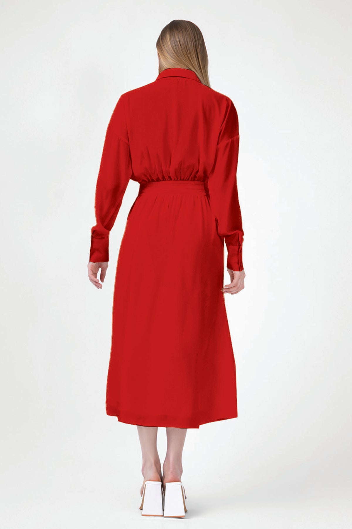 Red Midi Dress With Corset