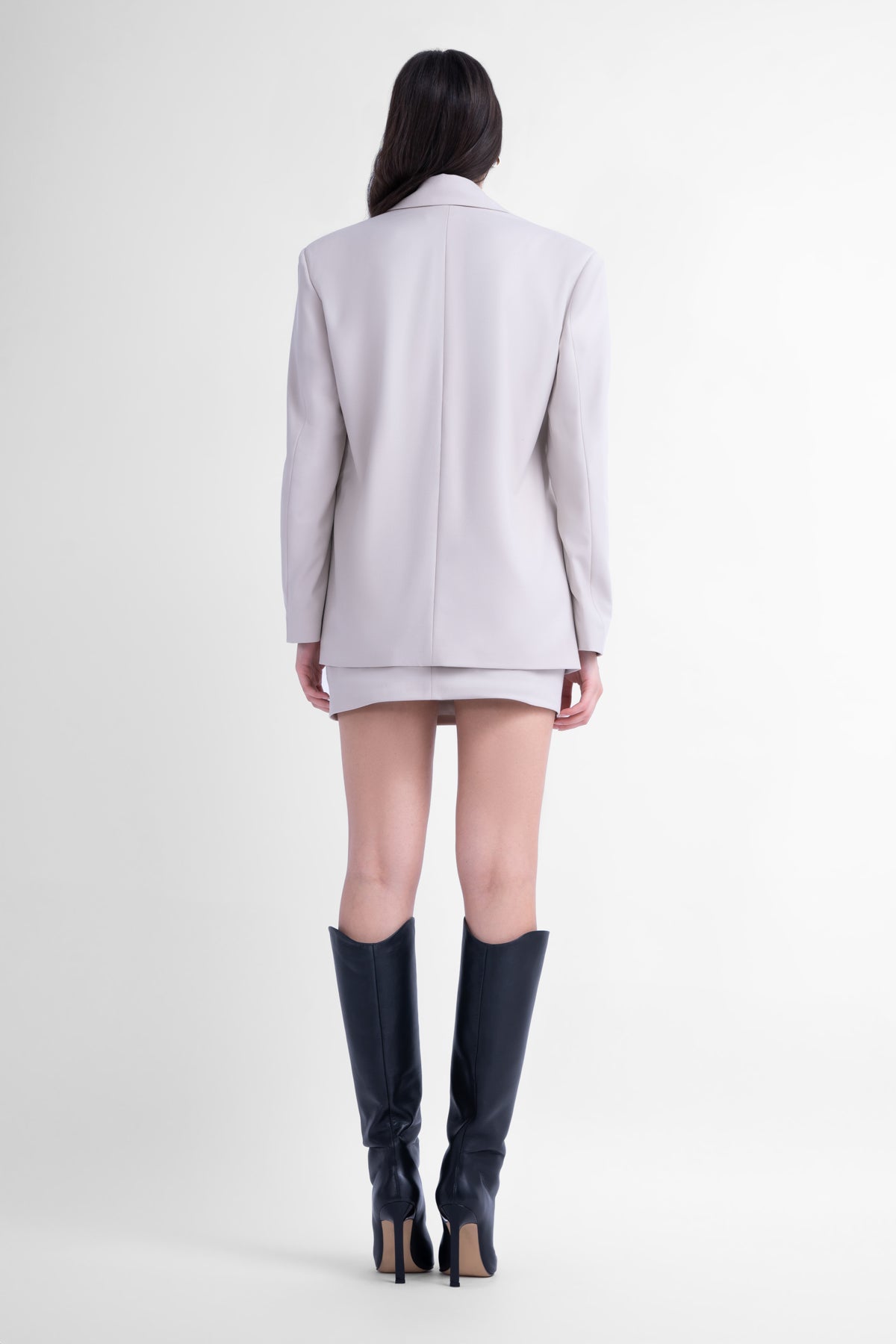 Ivory suit with regular blazer and mini skirt