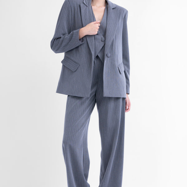 Grey Striped Suit with Black Monk Shoes | Hockerty