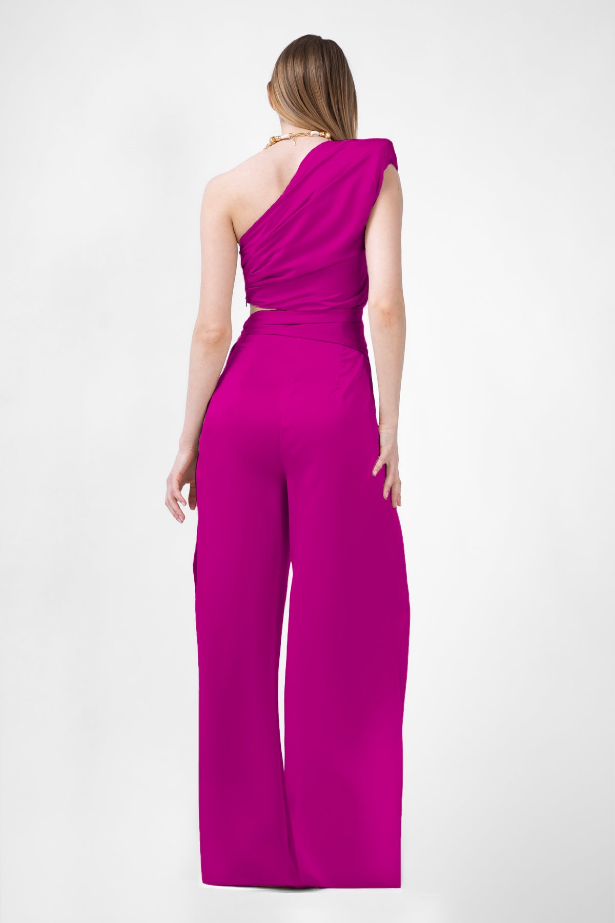 Fuchsia Maxi Jumpsuit With Scarves