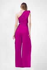 Fuchsia Maxi Jumpsuit With Scarves