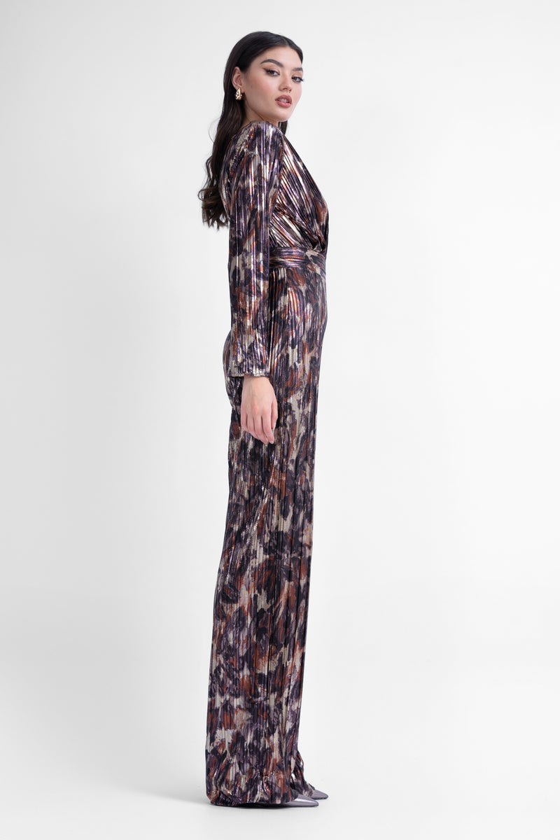 Shimmery printed maxi jumpsuit