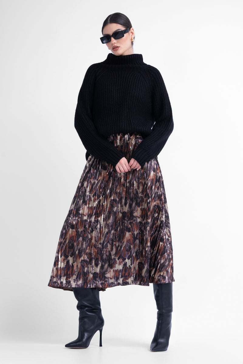Shimmery printed midi skirt