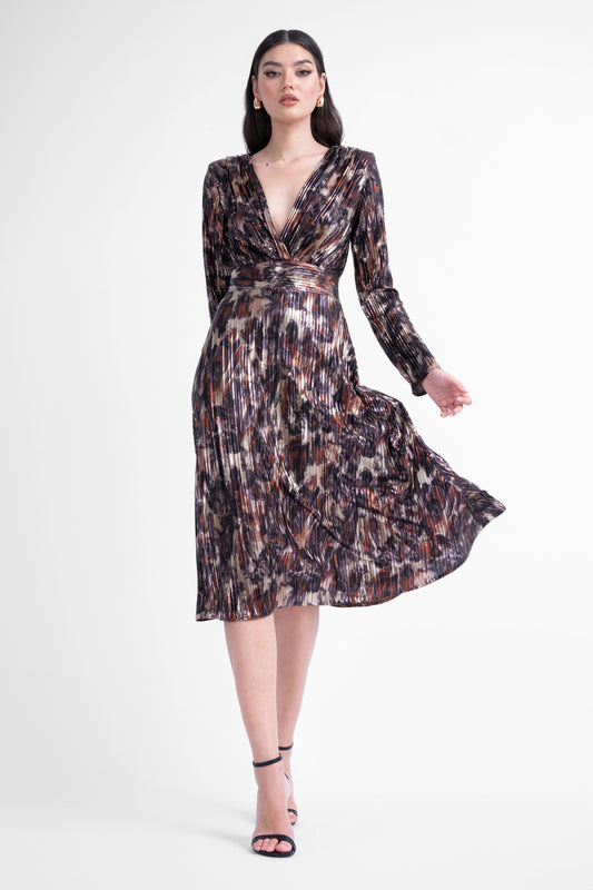 Shimmery printed midi dress