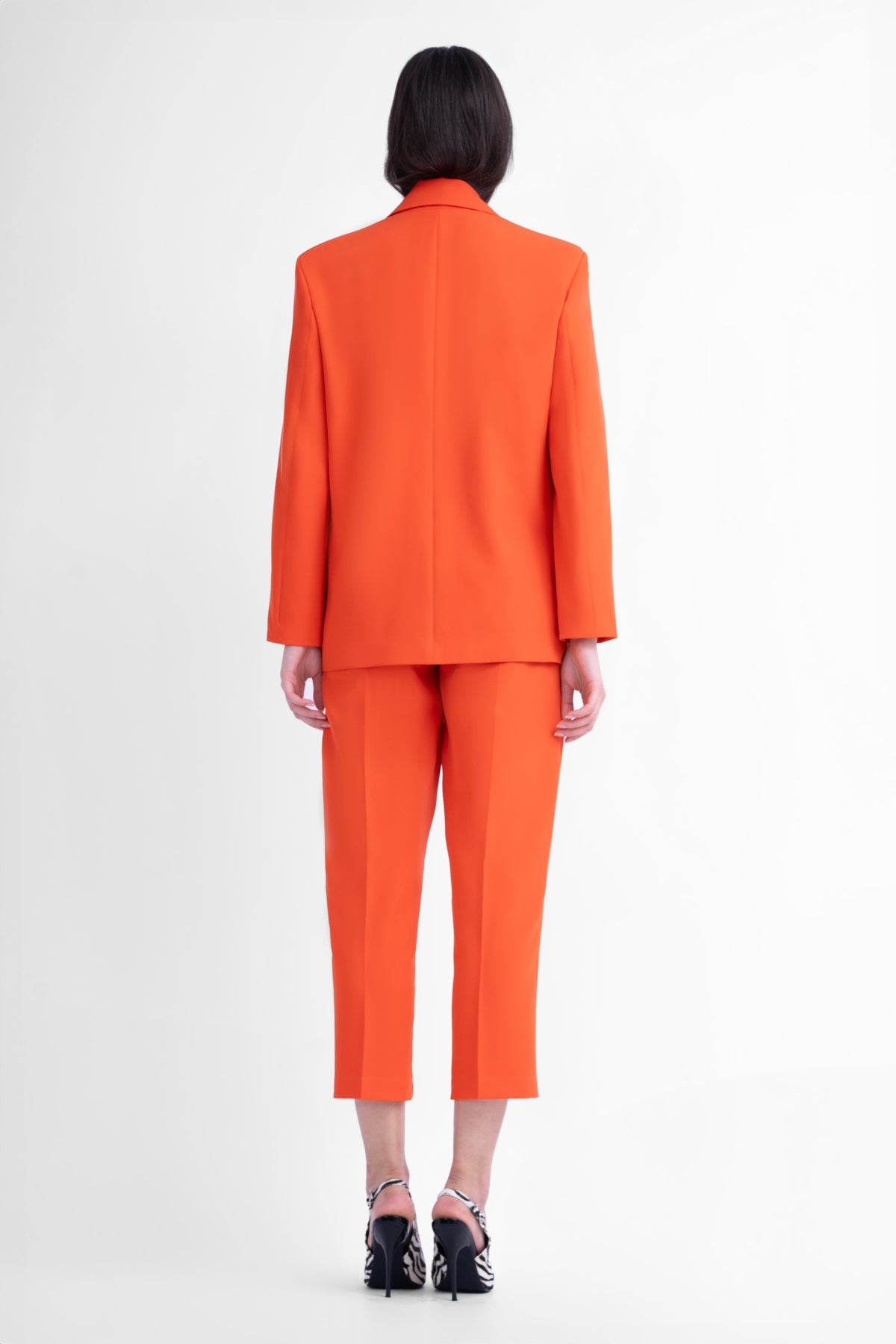 Orange regular blazer with asymmetrical flap pockets