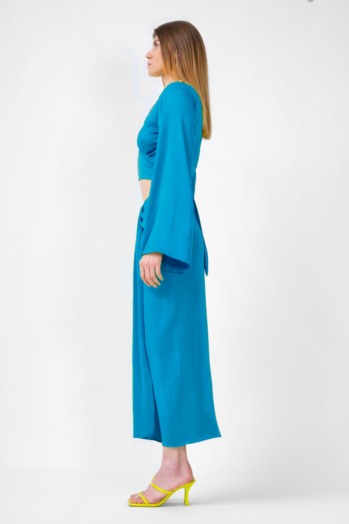 Bleu Set With Top And Midi Skirt