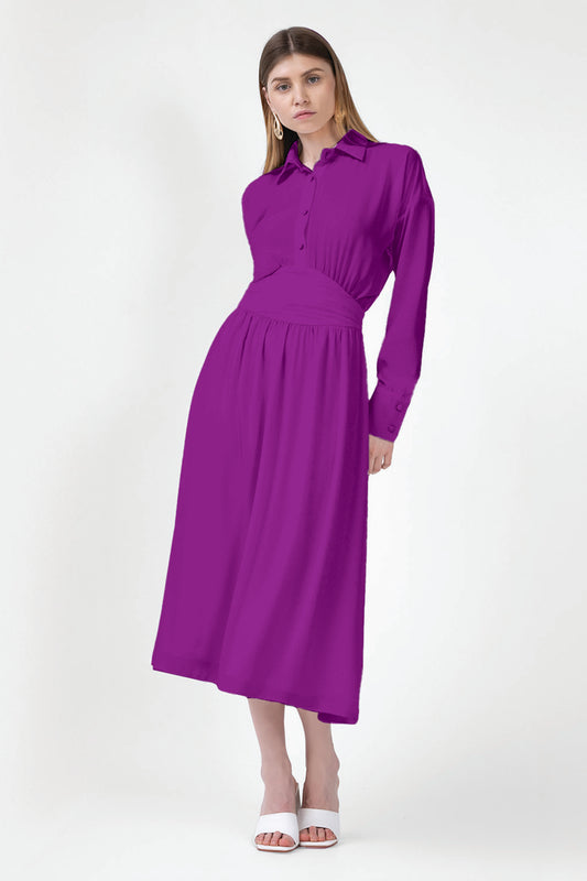 Purple Midi Dress With Corset