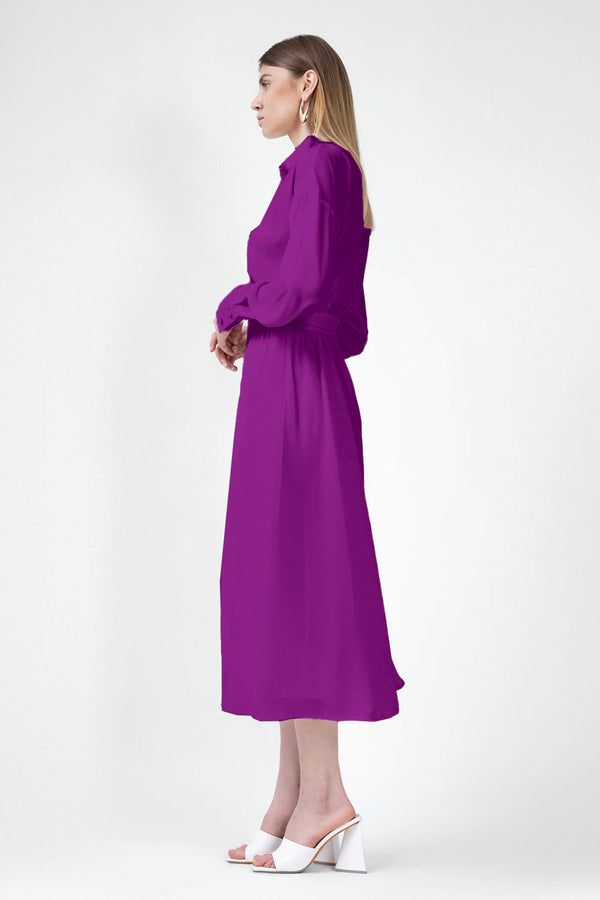 Purple Midi Dress With Corset