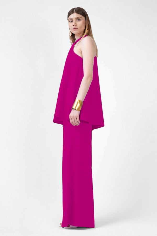 Fuchsia Set With Top And Wide Leg Trousers