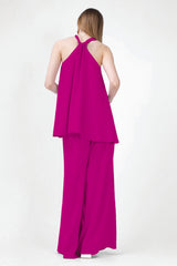 Fuchsia Set With Top And Wide Leg Trousers