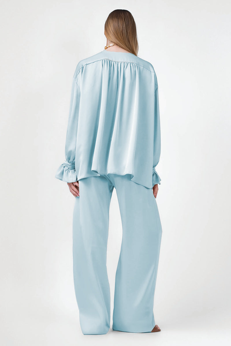 Bleu Matching Set With Blouse With Cuffs And Pants