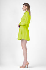 Lime Mini Dress With Button And Corset