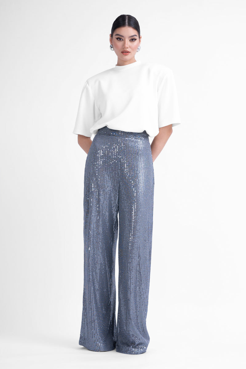 Gina Tricot Silver Sequin Trousers - Trousers - Boozt.com