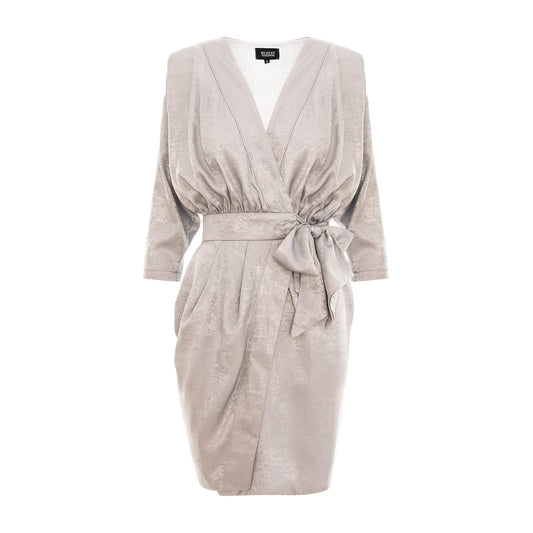 Silver Shimmer Shirt Dress with Belt