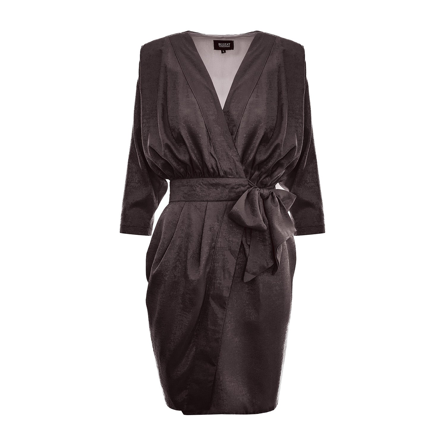 Black Mocha Shimmer Shirt Dress with Belt