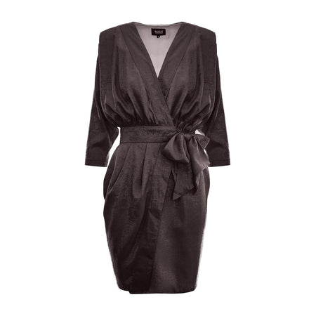 Black Mocha Shimmer Shirt Dress with Belt