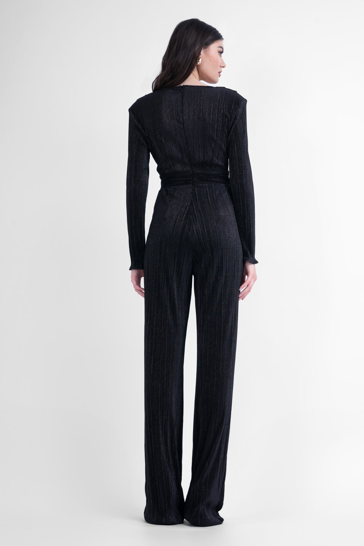 Black maxi jumpsuit with gold details