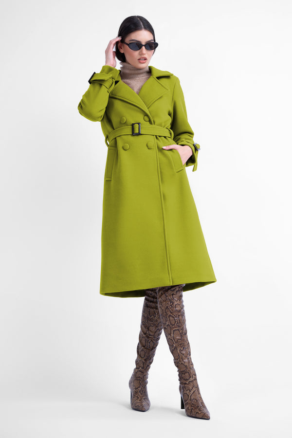 Lime double breasted slim coat