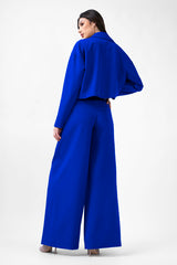 Electric Blue Suit With Cropped Blazer And Trousers With Pockets