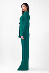 Green Set With Blouse And Straight Trousers