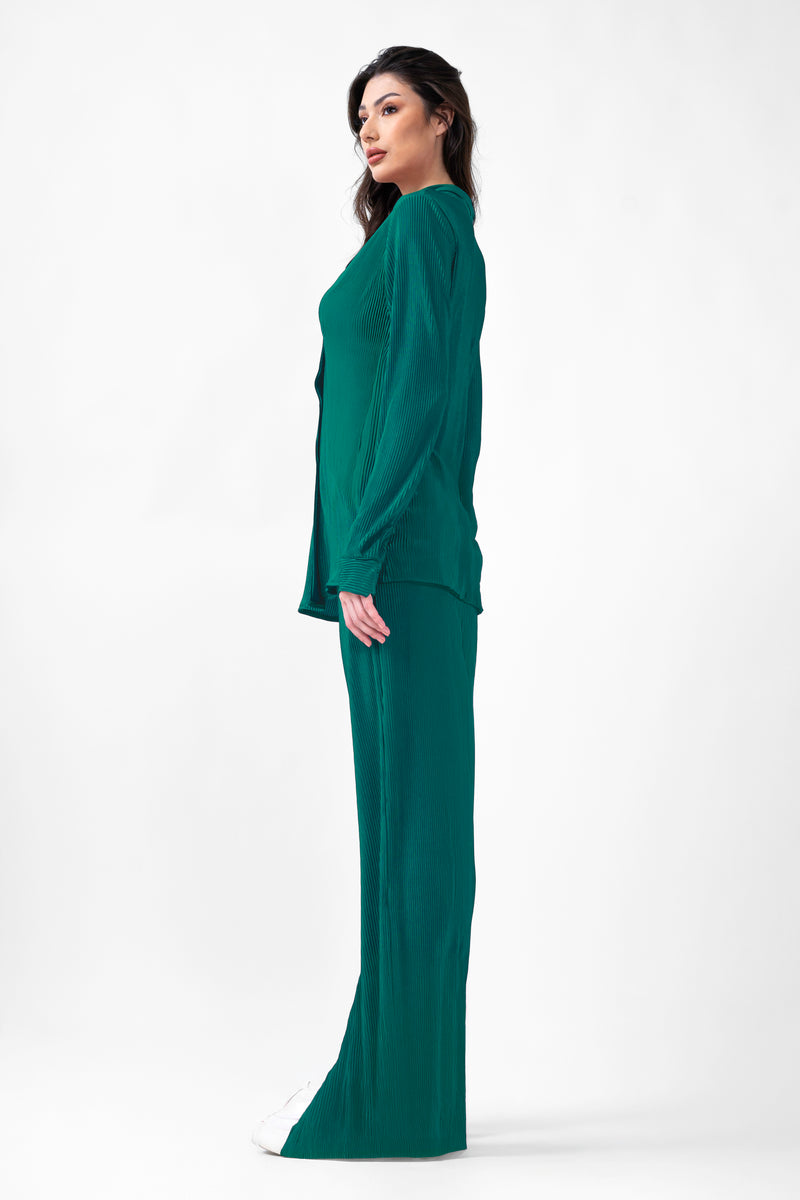 Green Set With Blouse And Straight Trousers