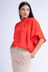 Red Flared Blouse