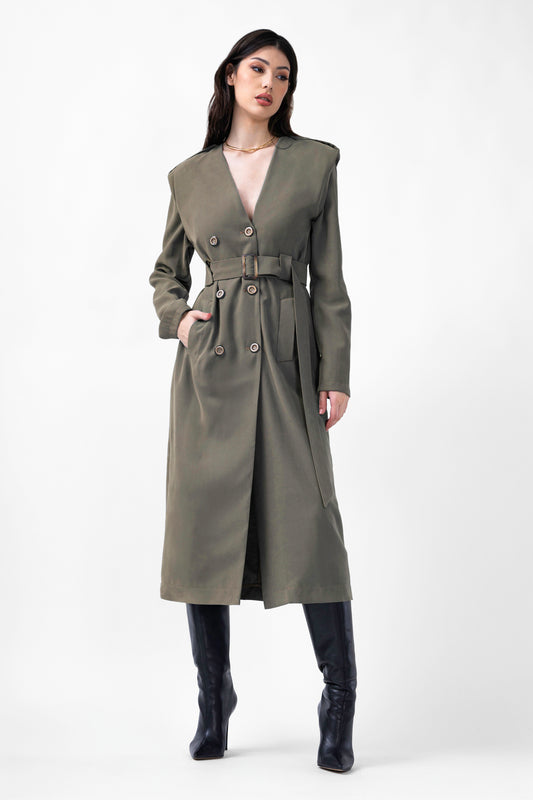 Rochie midi khaki tip trench