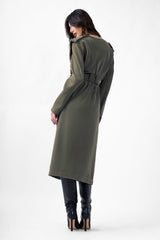 Khaki Midi Trench Dress