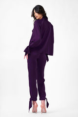 Purple Set With Blouse And Trousers With Bows