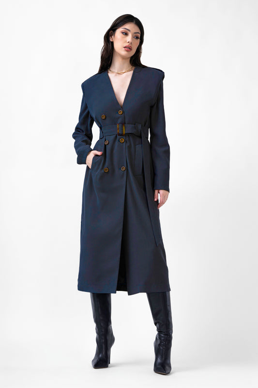 Robe trench midi marine