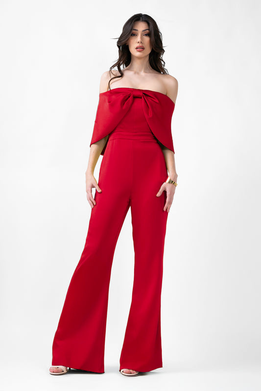 Red Jumpsuit With Bow