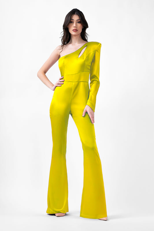 Lime Jumpsuit With Cut-Out