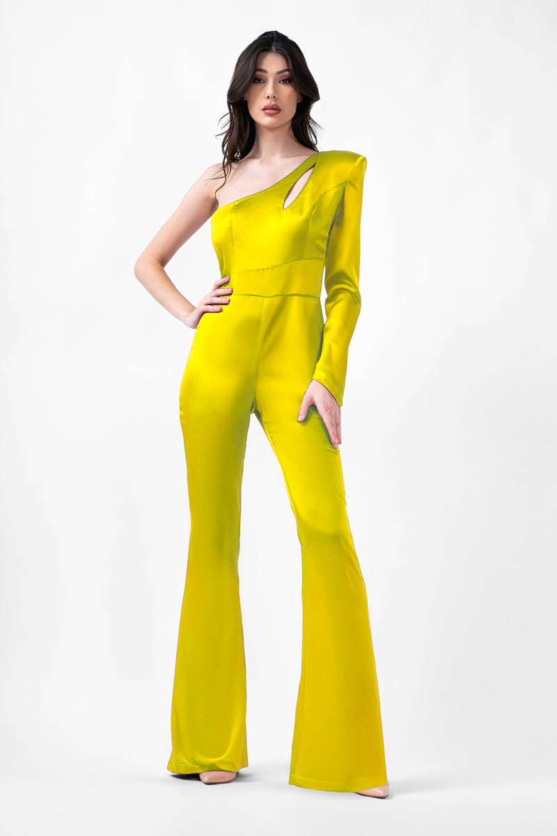 Lime Jumpsuit With Cut-Out