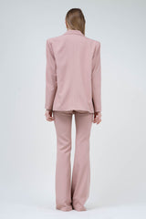 Pastel Pink Suit With Regular Blazer With Double Pocket And Flared Trousers