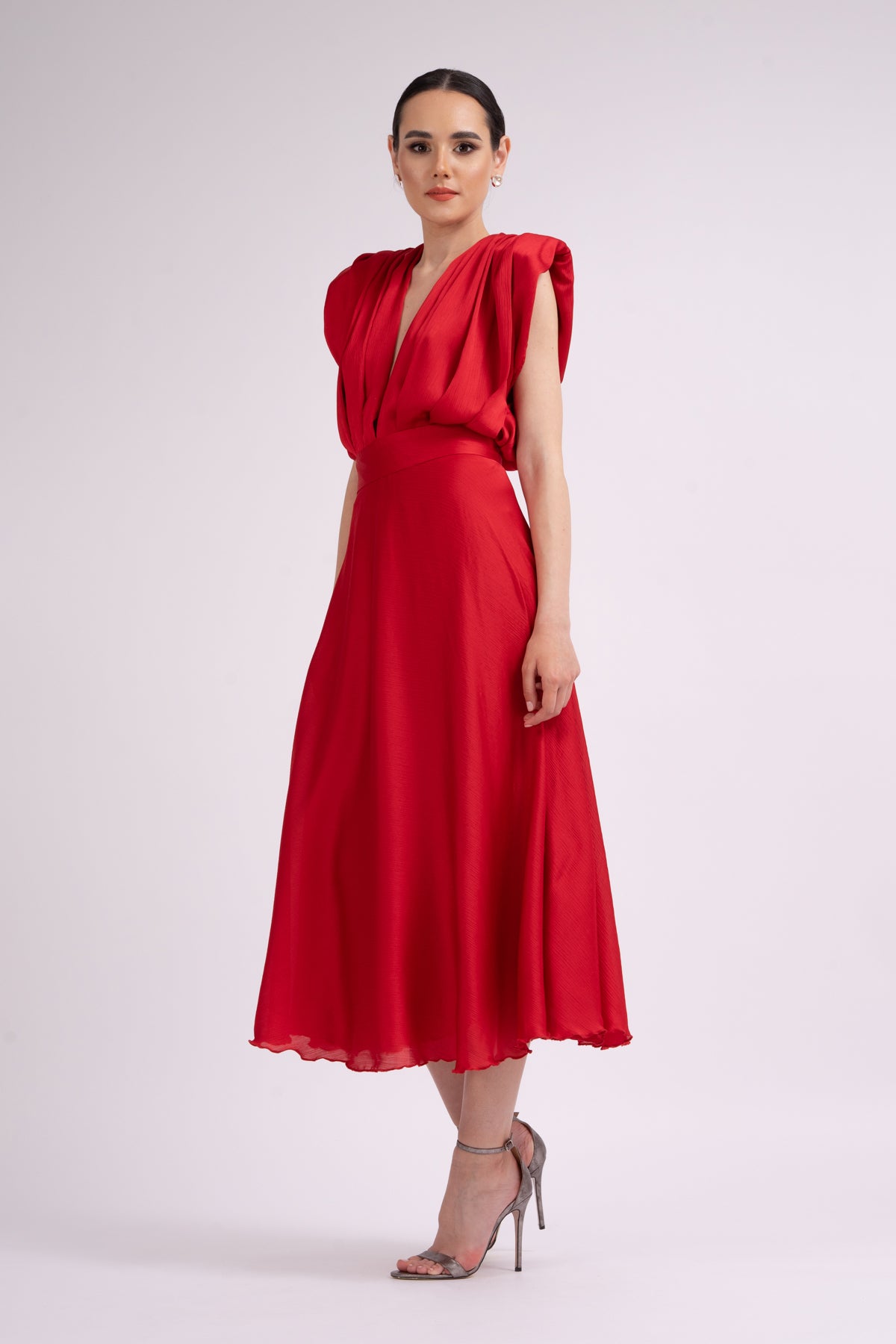 Red midi dress