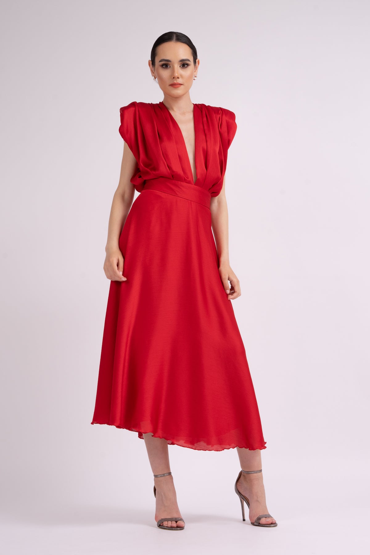 Red midi dress
