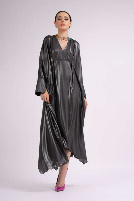 Robe maxi métallique noire