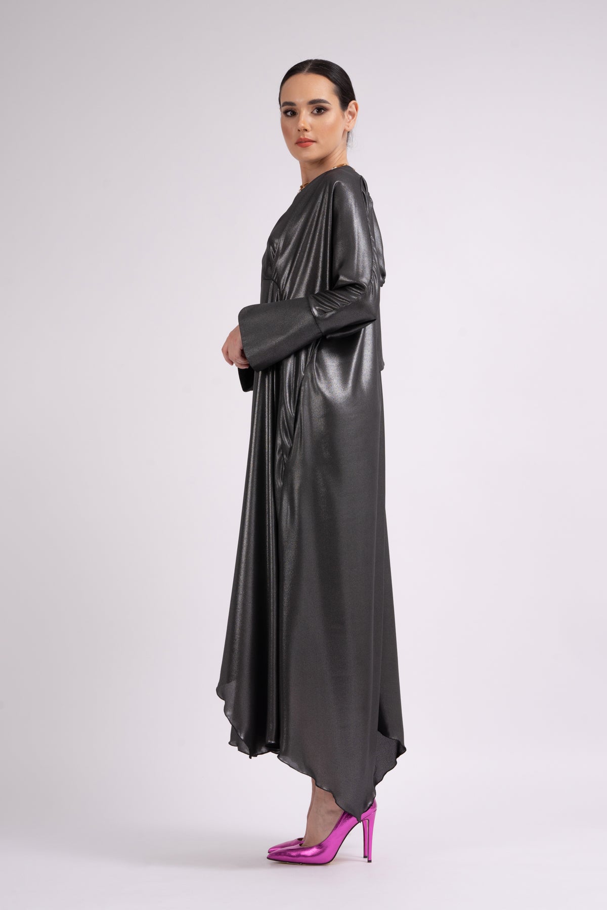 Black metallic maxi dress