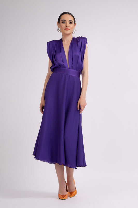 Purple midi dress