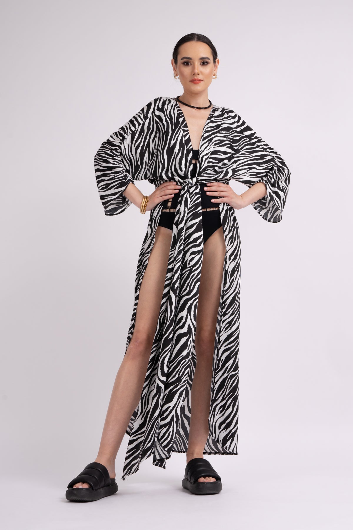Zebra print kaftan with slits
