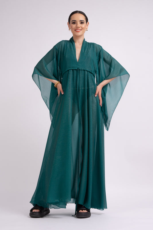 Long flared Kaftan - Emerald green