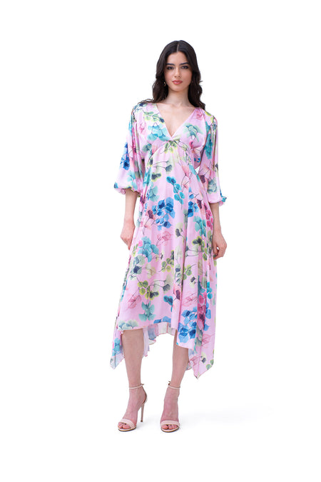 Rochie midi cu clini si print floral