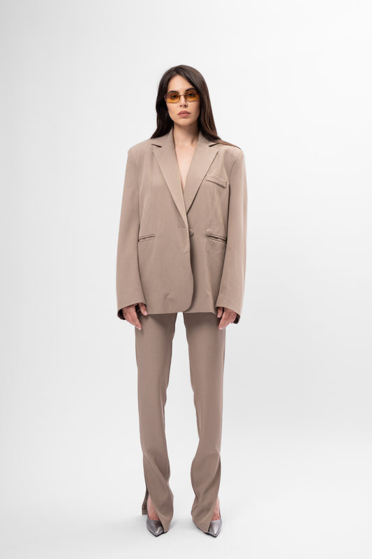 Costum Oversized Culoare Bej Taupe