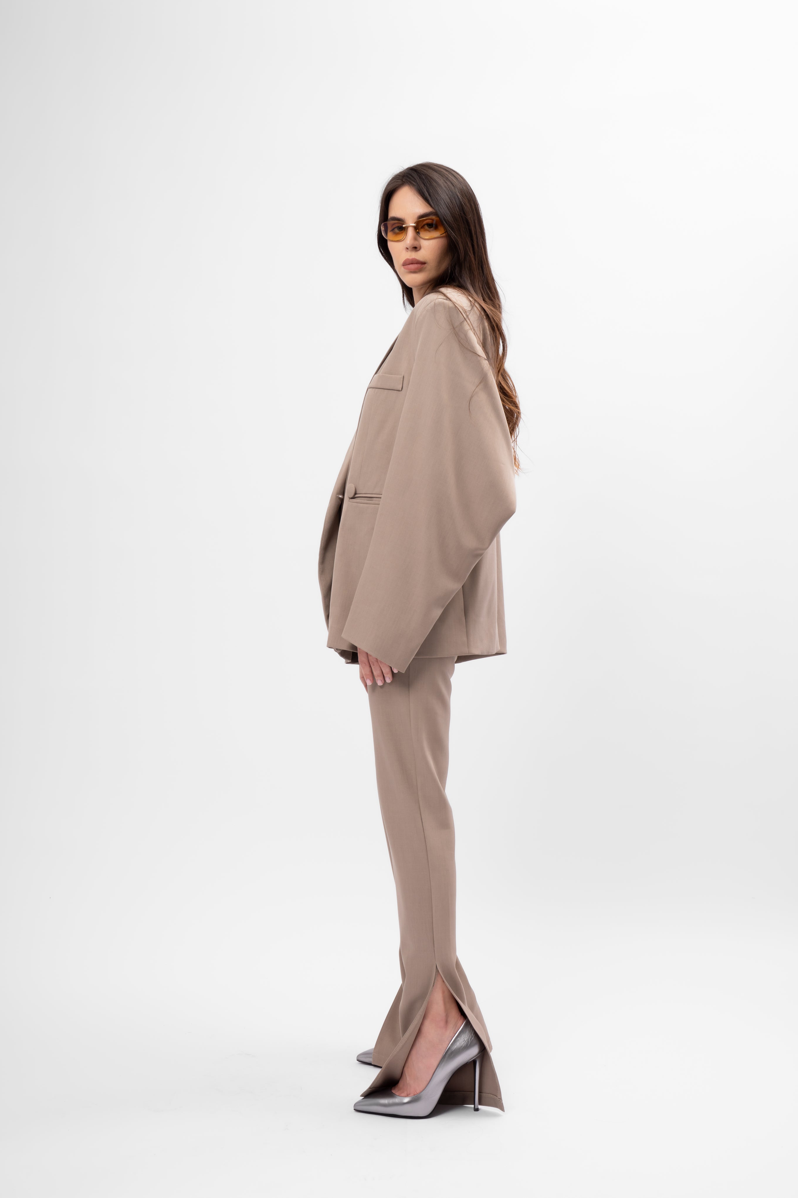 Costum Oversized Culoare Bej Taupe
