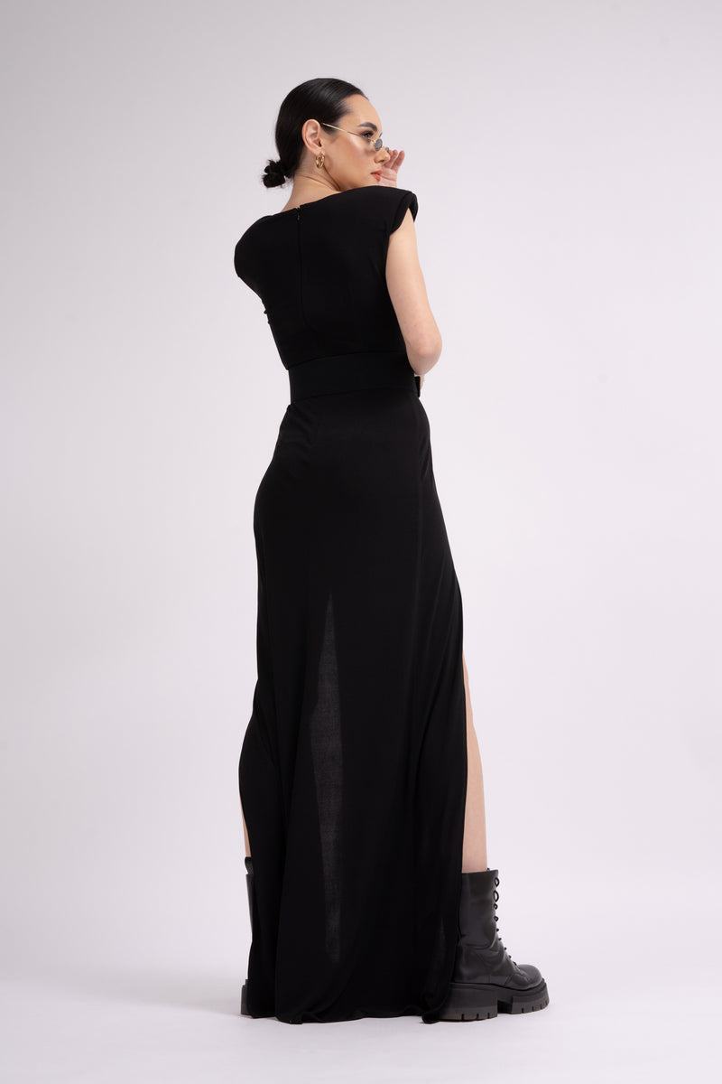Black maxi dress with slits